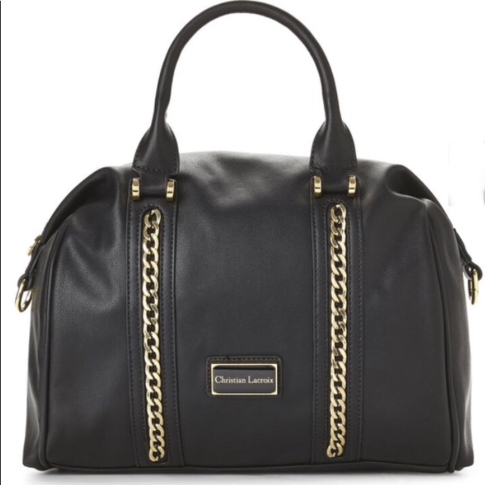 Black & Gold Tone Duffle Handbag